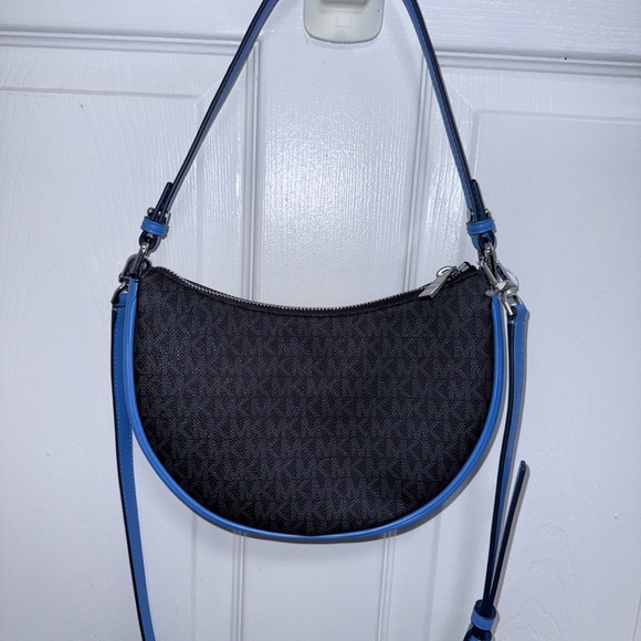 Michael Kors Kyla Small Convertable Pouchette in Blue and Black - Picture 3 of 8